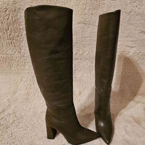 NWOT Steve Madden Handles Leather Heels Knee-High Boots in Olive